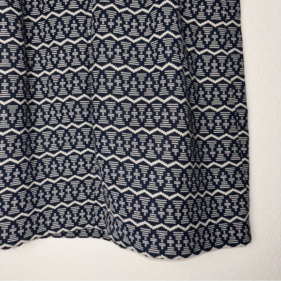 Ann Taylor Loft Shift Dress Woman's 6 Tapestry Geometric Ikat Print Navy Blue - Picture 9 of 16
